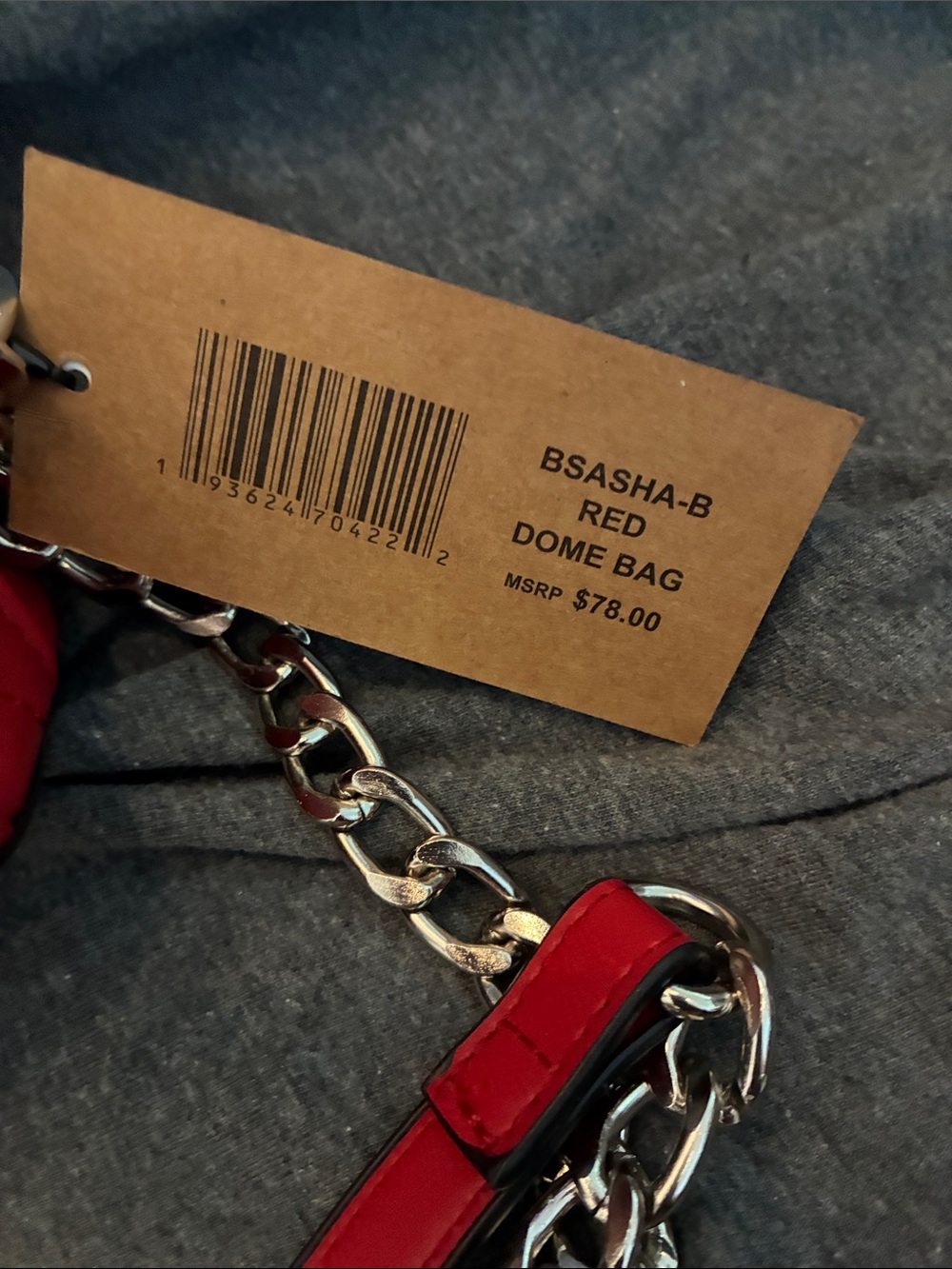 Steve Madden Red Quilted Crossbody with Silver Chain - Picture 2 of 7